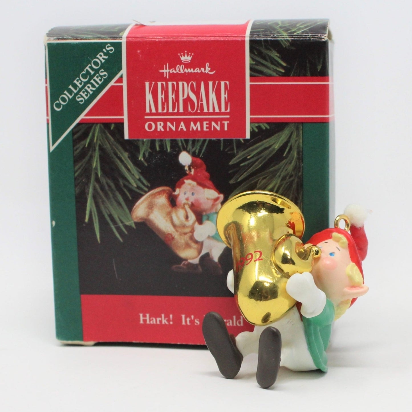 Ornaments, Hallmark, Elf with Tuba, Hark It's Herald, 1992