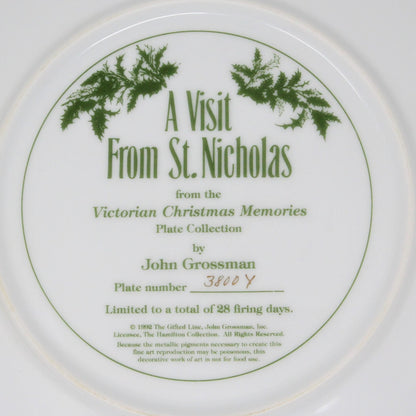 Decorative Plate, Hamilton Collection, A Visit from St Nicholas, Vintage