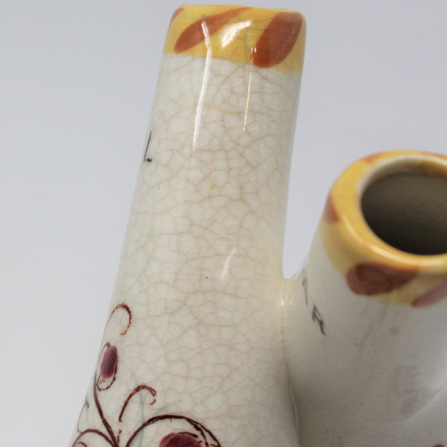 Cruet, Double Neck / Twist Neck, Dancing Couple, Ceramic, Vintage