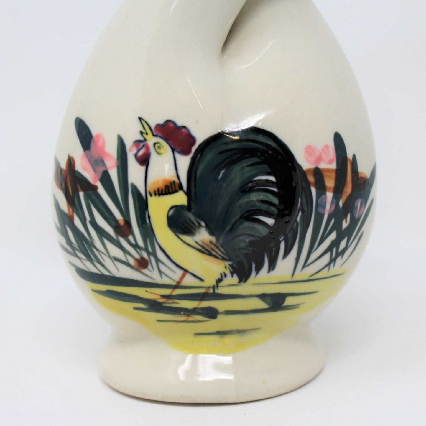 Cruet, Double Neck / Twist Neck, Rooster, Hand Painted, Vintage