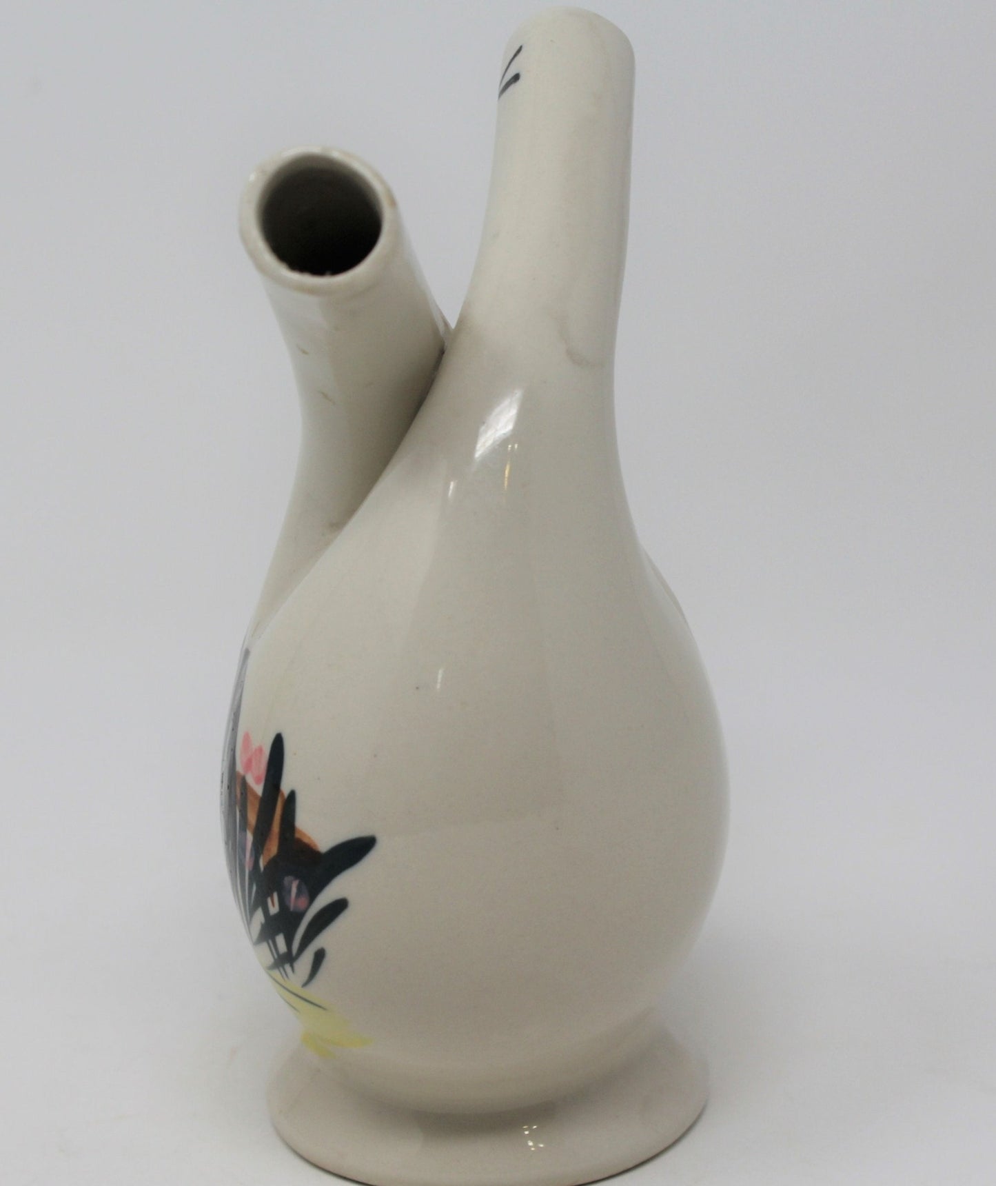 Cruet, Double Neck / Twist Neck, Rooster, Hand Painted, Vintage