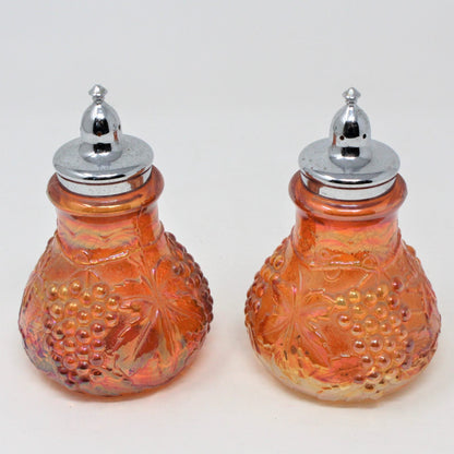 Salt and Pepper Shakers, Imperial Glass, Carnival Grape Marigold, Vintage