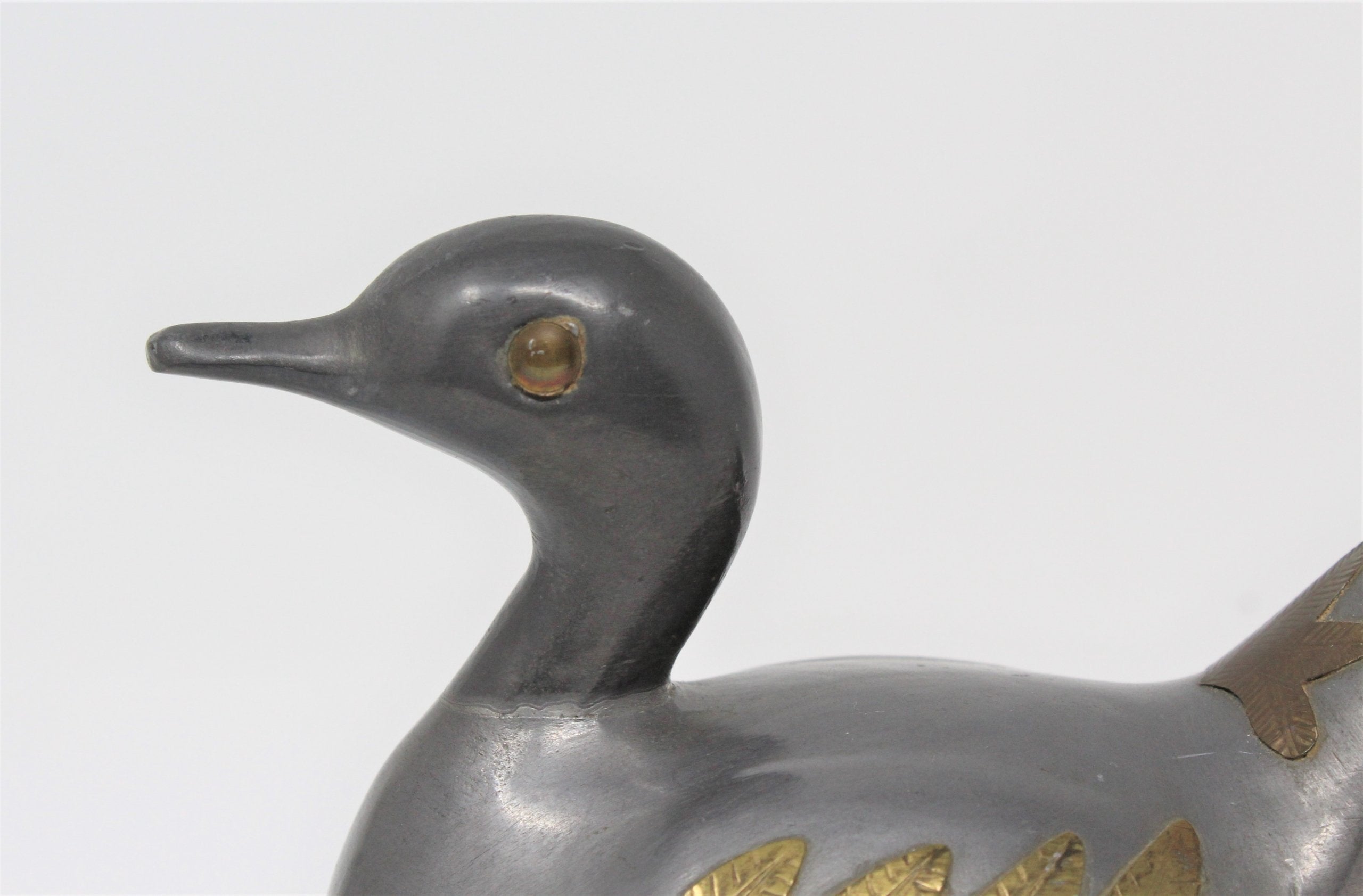 Vintage 1950's hot Large Brass Duck w/hidden container.