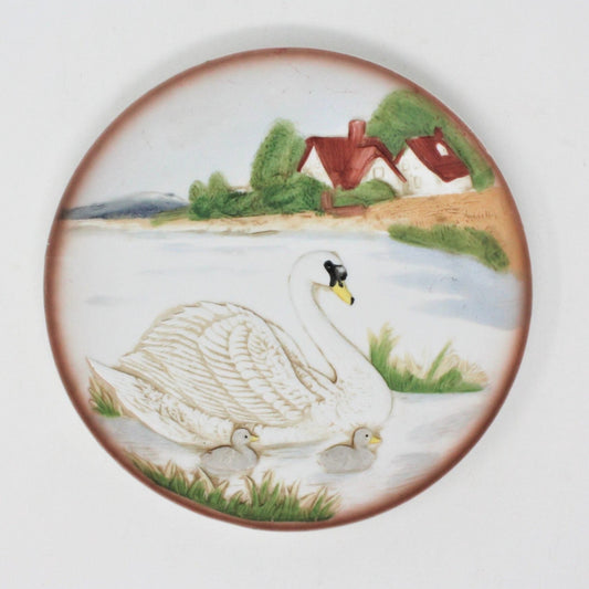 Decorative Plate, HomCo, Swan #1429 Bisque Porcelain, Vintage