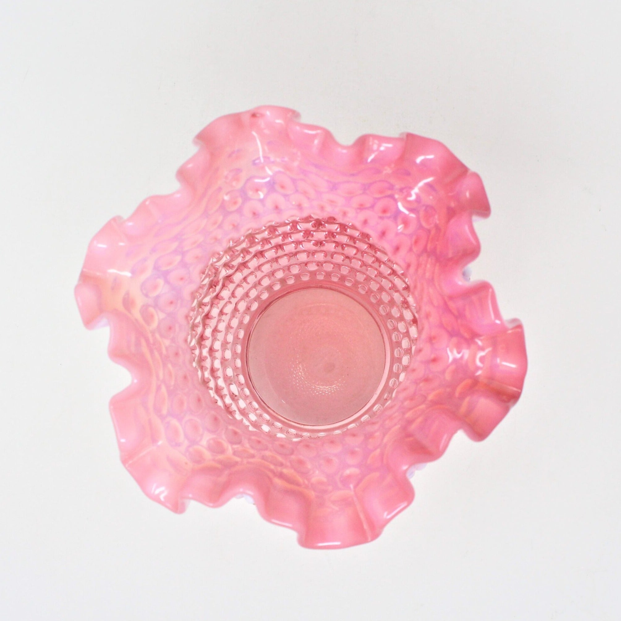 Vase, Fenton Cranberry Hobnail Opalescent, Vintage, Large 8