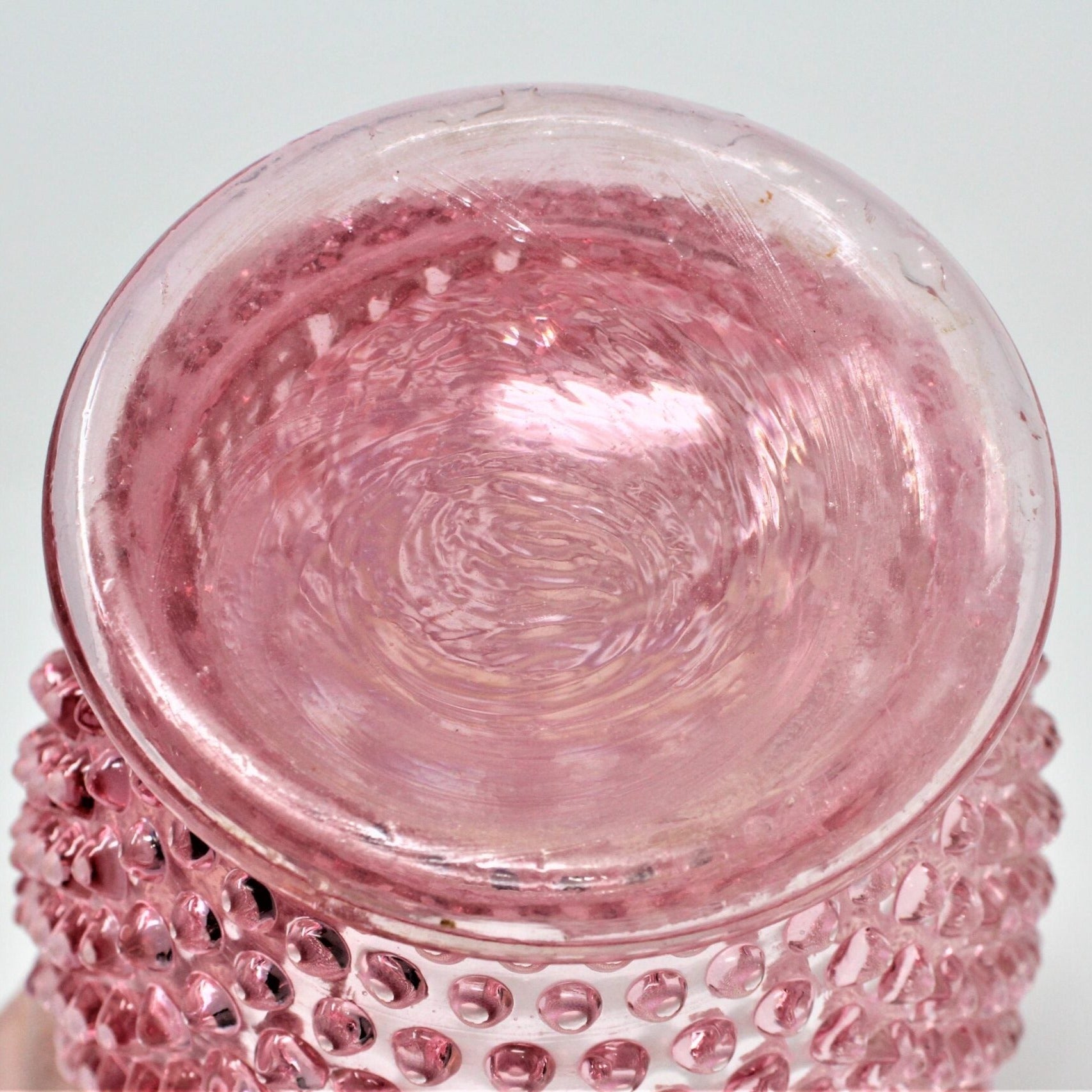 Vase, Fenton Cranberry Hobnail Opalescent, Vintage, Large 8