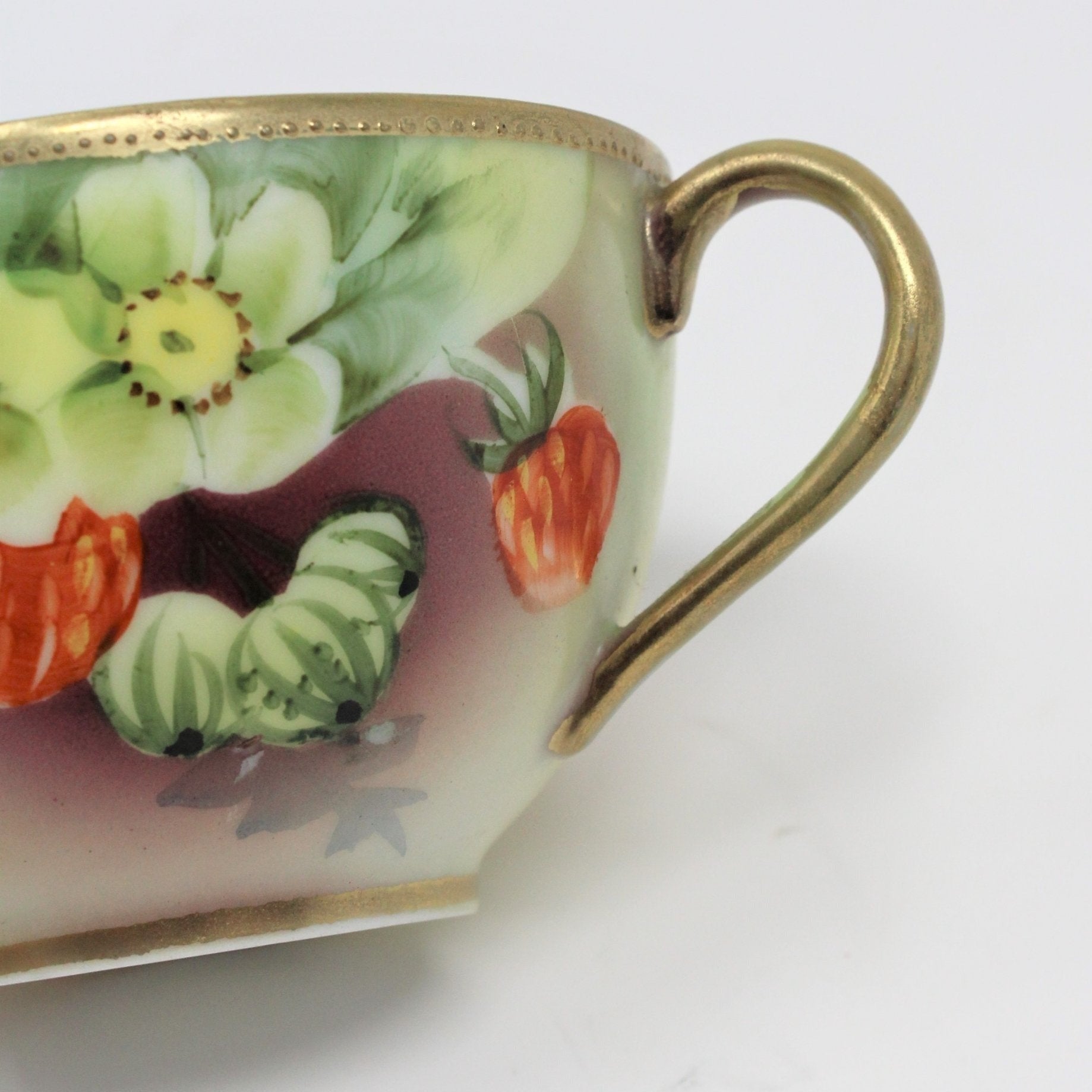 Antique Fine Porcelain NIPPON/JAPAN 2 Rose Cups Vintage Original Art/Artist popular GOLD