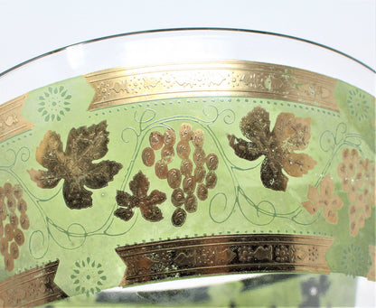 Serving Bowl, Ceraglass, Golden Grapes Green MCM, Vintage