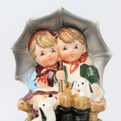 Musical Figurine, Boy and Girl with Umbrella, Raindrops Keep Falling, Vintage RARE, SOLD