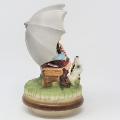 Musical Figurine, Boy and Girl with Umbrella, Raindrops Keep Falling, Vintage RARE, SOLD