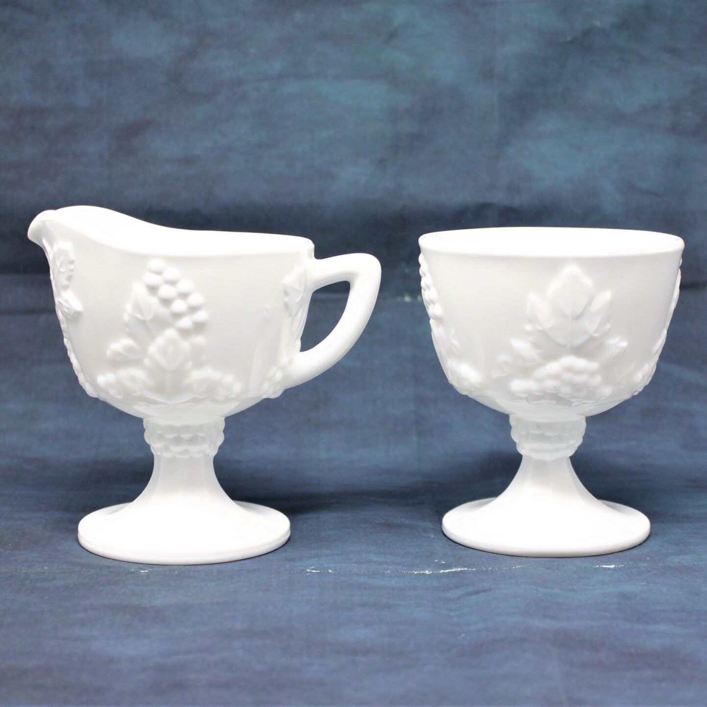 White Milk Glass Grape Design 5 Piece Place deals Setting Indiana Colony