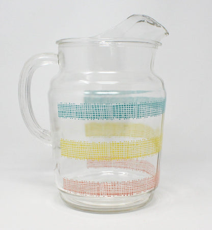 Vintage Peach Opalescent Glass Pitcher Iridescent Lustreware Glass Pitcher  Ribbed Sides Large Glass Lemonade Pitcher, T11 READ DETAIL 