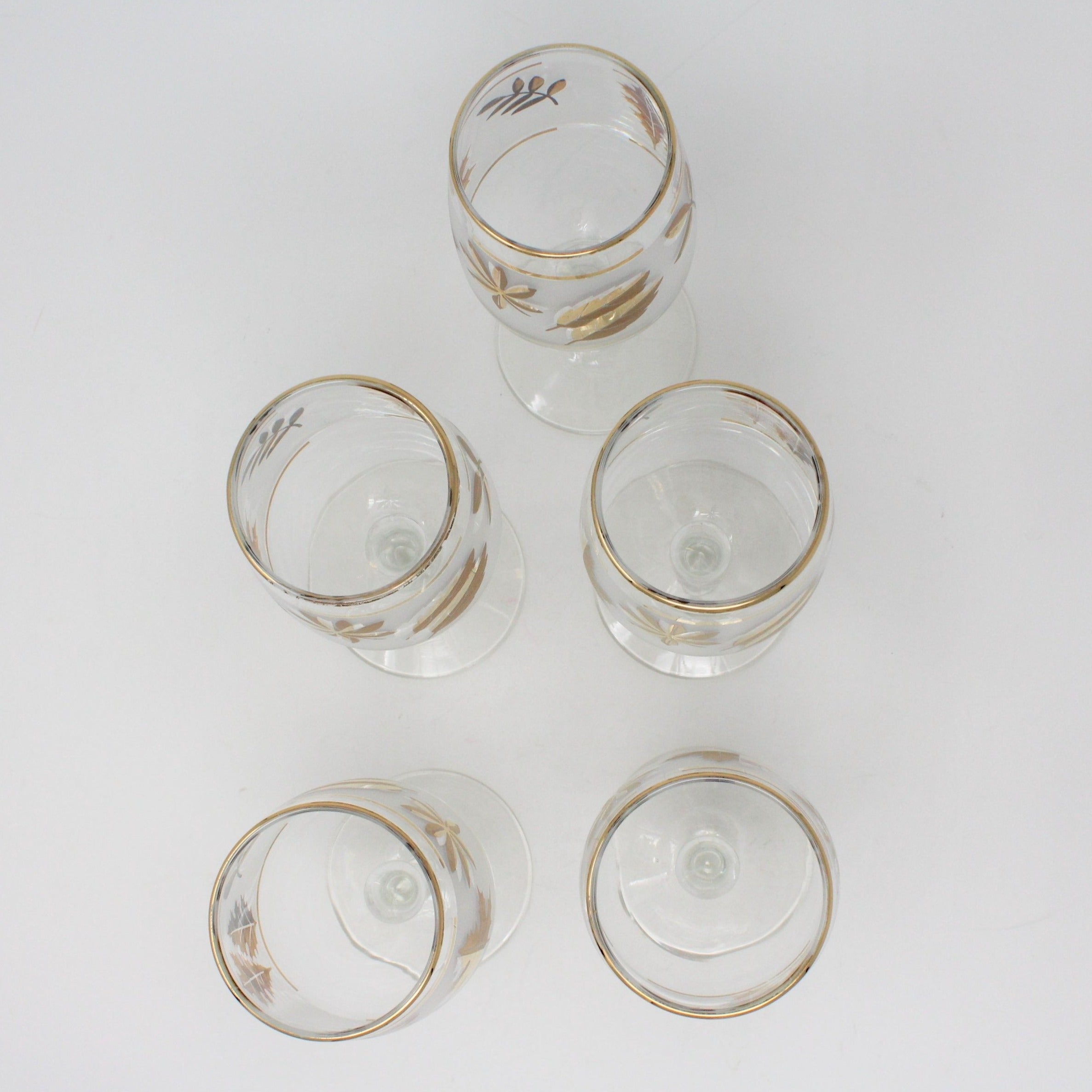 Vintage Starlyte Set of (6) 22Kt Circular Pattern Gold Band good Whiskey Glasses