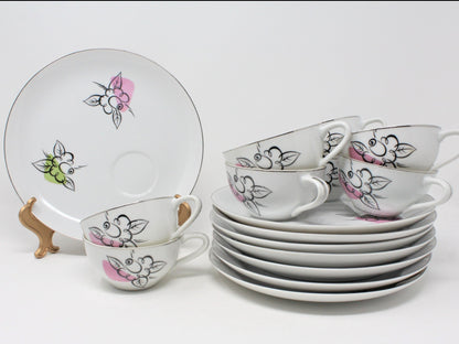 Snack Sets, Laurel China, Debonaire, Set of 8, Vintage Japan