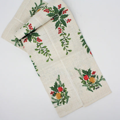 Tea Towel, Kay Dee, Christmas Wreath, Vintage Linen Towel