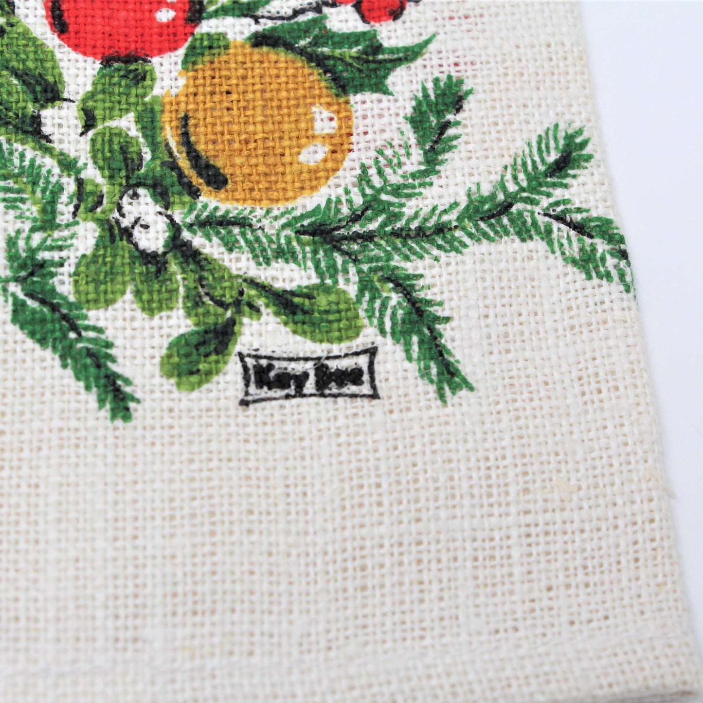 Tea Towel, Kay Dee, Christmas Wreath, Vintage Linen Towel