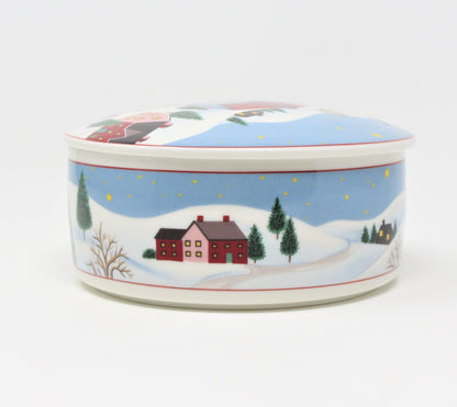 Trinket Box, Mikasa, Holiday Village, Porcelain, Vintage