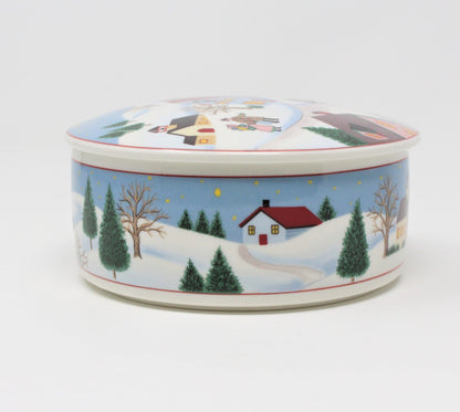 Trinket Box, Mikasa, Holiday Village, Porcelain, Vintage